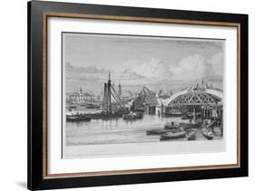 London Bridge under Construction, 1827-George Cooke-Framed Giclee Print