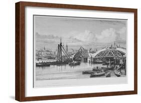 London Bridge under Construction, 1827-George Cooke-Framed Giclee Print