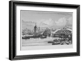 London Bridge under Construction, 1827-George Cooke-Framed Giclee Print