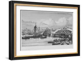 London Bridge under Construction, 1827-George Cooke-Framed Giclee Print