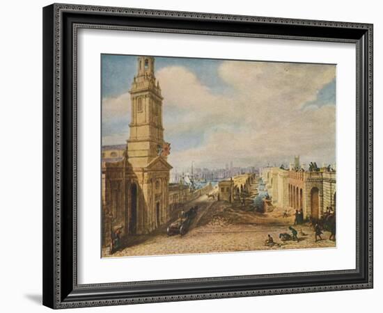 'London Bridges Old and New, 1831', (1920)-George Scharf-Framed Giclee Print