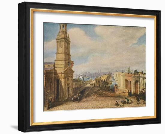 'London Bridges Old and New, 1831', (1920)-George Scharf-Framed Giclee Print