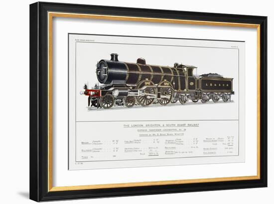 London Brighton and South Coast Railway Loco No 38-W.j. Stokoe-Framed Art Print