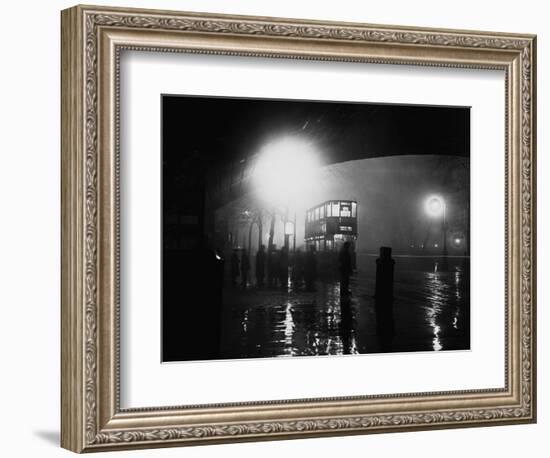 London Bus in Fog-null-Framed Photographic Print