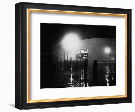 London Bus in Fog-null-Framed Photographic Print