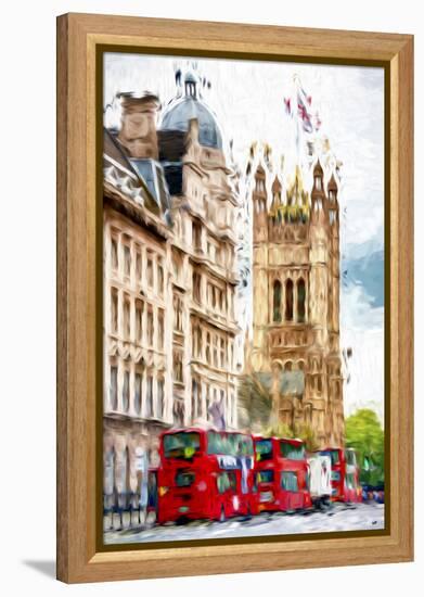 London Bus - In the Style of Oil Painting-Philippe Hugonnard-Framed Premier Image Canvas