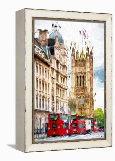 London Bus - In the Style of Oil Painting-Philippe Hugonnard-Framed Premier Image Canvas