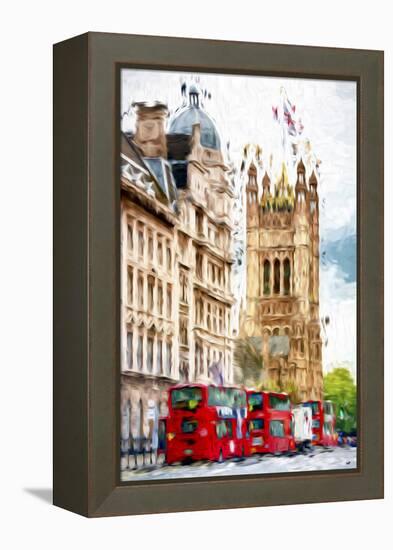 London Bus - In the Style of Oil Painting-Philippe Hugonnard-Framed Premier Image Canvas