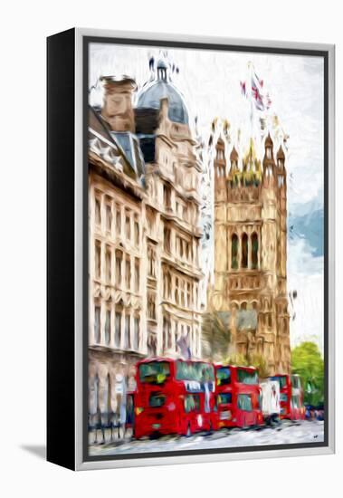 London Bus - In the Style of Oil Painting-Philippe Hugonnard-Framed Premier Image Canvas