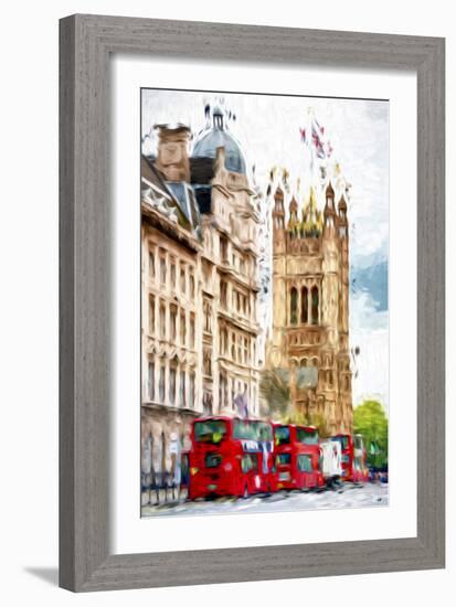 London Bus - In the Style of Oil Painting-Philippe Hugonnard-Framed Giclee Print