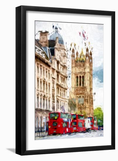 London Bus - In the Style of Oil Painting-Philippe Hugonnard-Framed Giclee Print