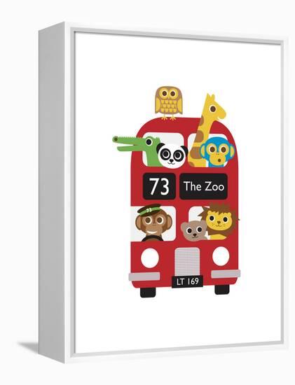 London Bus Zoo-Dicky Bird-Framed Stretched Canvas