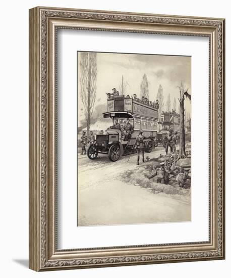 London Buses Used to Take Troops to the Front During Wwi-Pat Nicolle-Framed Giclee Print