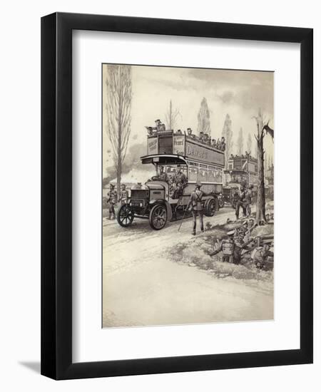 London Buses Used to Take Troops to the Front During Wwi-Pat Nicolle-Framed Giclee Print