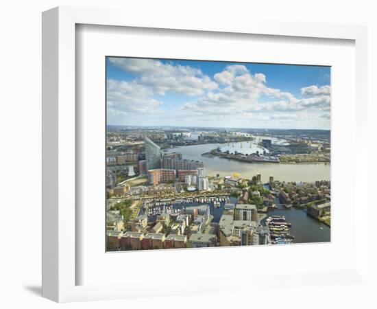 London, Canary Wharf, London Skyline Towards Poplar Wharf and Marina, O2 Arena,, England-Jane Sweeney-Framed Photographic Print