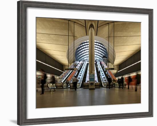 London Canary Wharf Tube Station as Part of the Jubilee Line Extension Was Designed by Norman Foste-David Bank-Framed Photographic Print