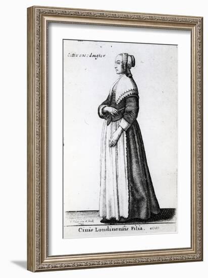 London Citizen's Daughter, 1643 (Etching)-Wenceslaus Hollar-Framed Giclee Print