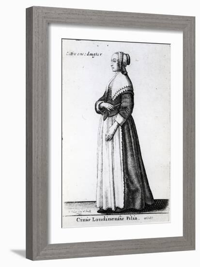 London Citizen's Daughter, 1643 (Etching)-Wenceslaus Hollar-Framed Giclee Print