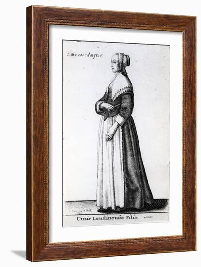 London Citizen's Daughter, 1643 (Etching)-Wenceslaus Hollar-Framed Giclee Print