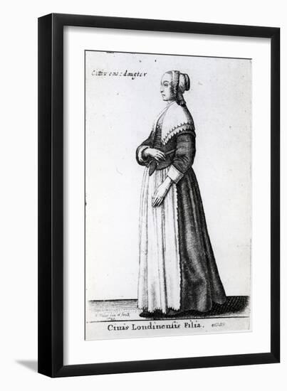 London Citizen's Daughter, 1643 (Etching)-Wenceslaus Hollar-Framed Giclee Print