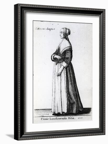 London Citizen's Daughter, 1643 (Etching)-Wenceslaus Hollar-Framed Giclee Print