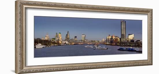 London City panorama with Blackfriars Bridge at dusk-Charles Bowman-Framed Photographic Print