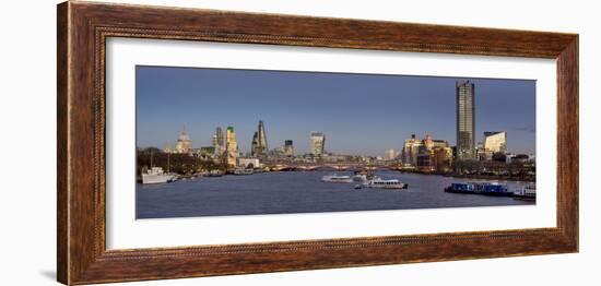 London City panorama with Blackfriars Bridge at dusk-Charles Bowman-Framed Photographic Print