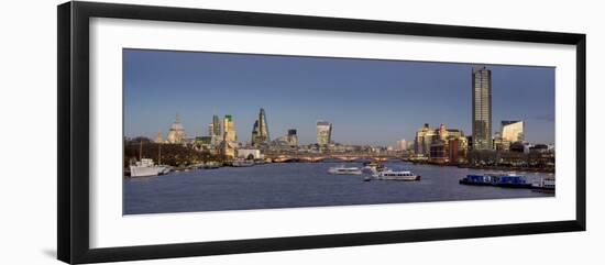 London City panorama with Blackfriars Bridge at dusk-Charles Bowman-Framed Photographic Print