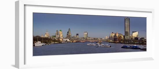 London City panorama with Blackfriars Bridge at dusk-Charles Bowman-Framed Photographic Print