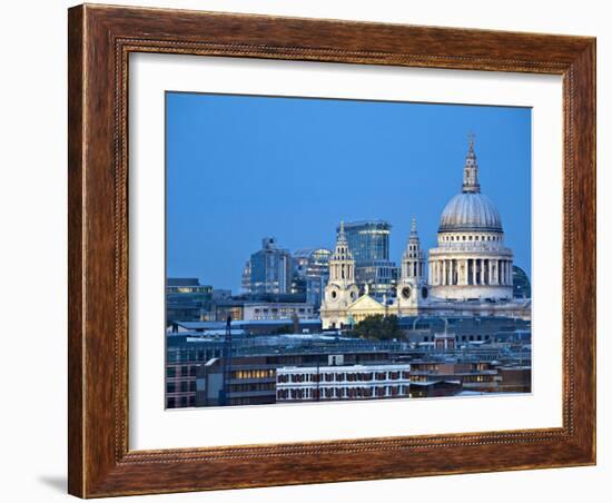 London, City Skyline Looking Towards St Paul's Cathedral at Twilight, England-Jane Sweeney-Framed Photographic Print