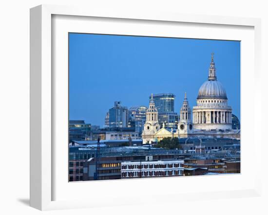 London, City Skyline Looking Towards St Paul's Cathedral at Twilight, England-Jane Sweeney-Framed Photographic Print