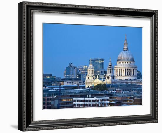 London, City Skyline Looking Towards St Paul's Cathedral at Twilight, England-Jane Sweeney-Framed Photographic Print