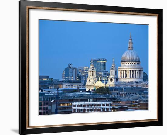 London, City Skyline Looking Towards St Paul's Cathedral at Twilight, England-Jane Sweeney-Framed Photographic Print