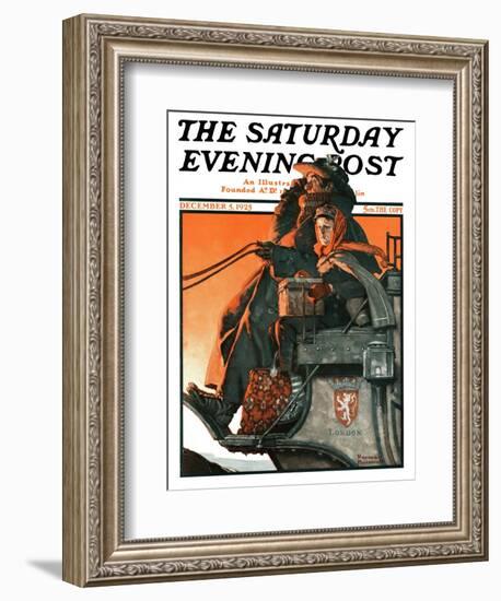 "London Coach" Saturday Evening Post Cover, December 5,1925-Norman Rockwell-Framed Giclee Print