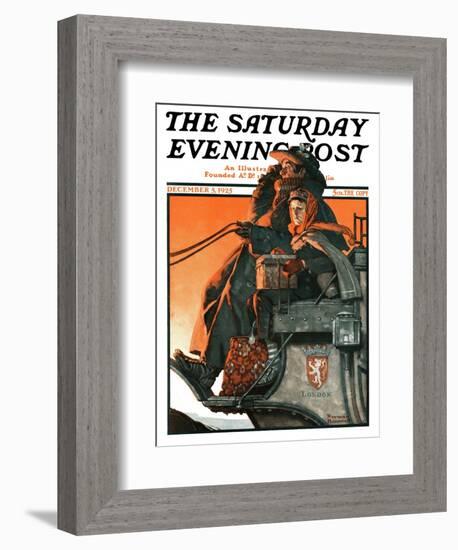 "London Coach" Saturday Evening Post Cover, December 5,1925-Norman Rockwell-Framed Giclee Print