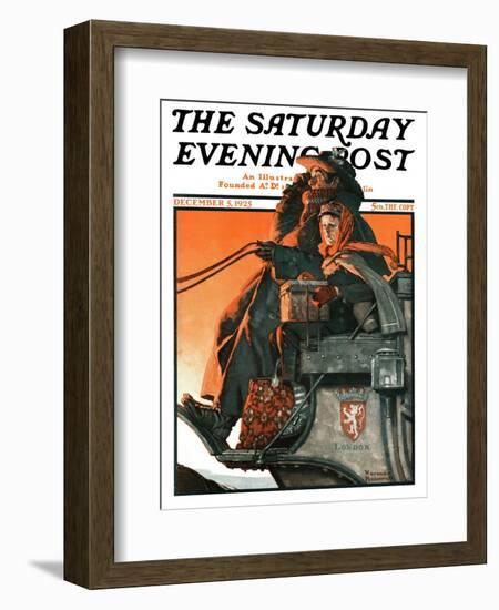 "London Coach" Saturday Evening Post Cover, December 5,1925-Norman Rockwell-Framed Giclee Print