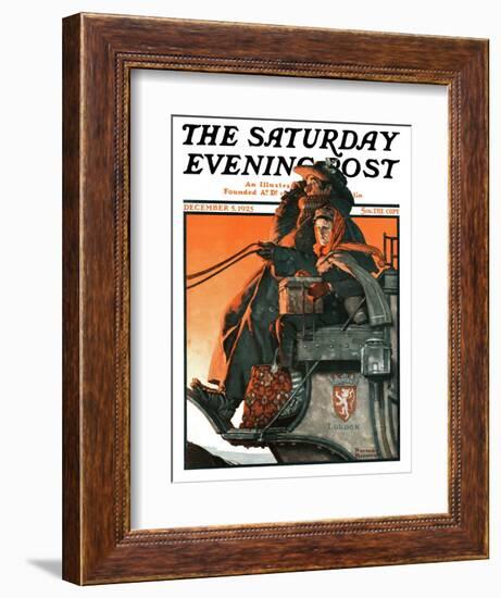 "London Coach" Saturday Evening Post Cover, December 5,1925-Norman Rockwell-Framed Giclee Print