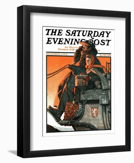 "London Coach" Saturday Evening Post Cover, December 5,1925-Norman Rockwell-Framed Giclee Print