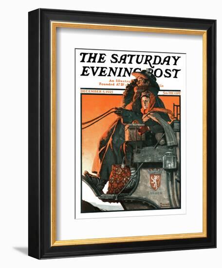 "London Coach" Saturday Evening Post Cover, December 5,1925-Norman Rockwell-Framed Giclee Print