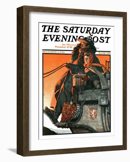 "London Coach" Saturday Evening Post Cover, December 5,1925-Norman Rockwell-Framed Giclee Print