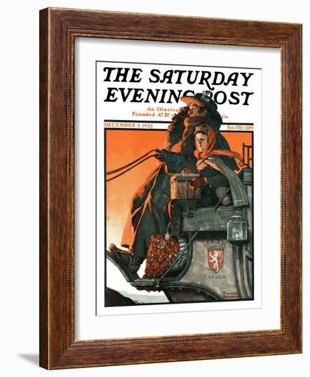 "London Coach" Saturday Evening Post Cover, December 5,1925-Norman Rockwell-Framed Giclee Print