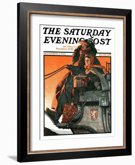 "London Coach" Saturday Evening Post Cover, December 5,1925-Norman Rockwell-Framed Giclee Print