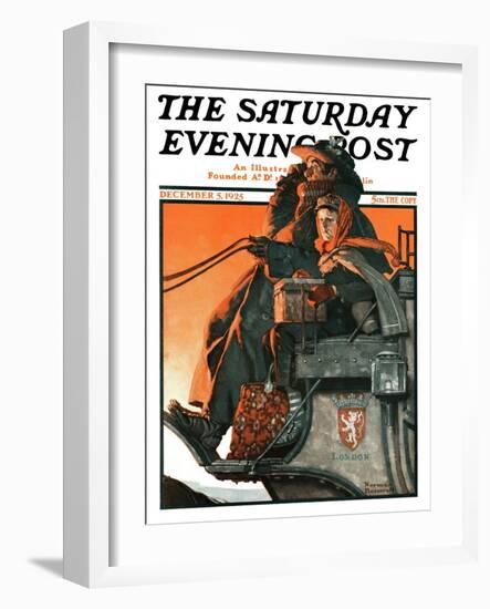 "London Coach" Saturday Evening Post Cover, December 5,1925-Norman Rockwell-Framed Giclee Print