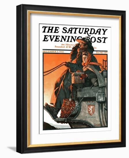 "London Coach" Saturday Evening Post Cover, December 5,1925-Norman Rockwell-Framed Giclee Print