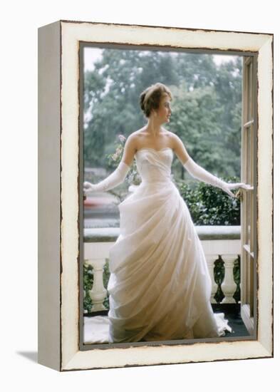 London Debutante Julia Williamson on Balcony of Hyde Park Hotel, London, 1957-Mark Kauffman-Framed Premier Image Canvas