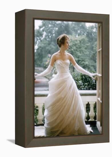 London Debutante Julia Williamson on Balcony of Hyde Park Hotel, London, 1957-Mark Kauffman-Framed Premier Image Canvas