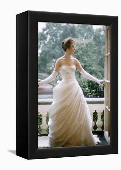 London Debutante Julia Williamson on Balcony of Hyde Park Hotel, London, 1957-Mark Kauffman-Framed Premier Image Canvas