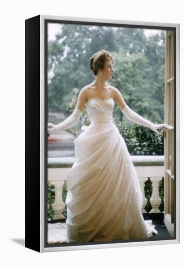 London Debutante Julia Williamson on Balcony of Hyde Park Hotel, London, 1957-Mark Kauffman-Framed Premier Image Canvas