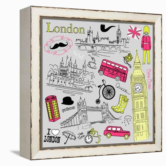 London Doodles-Alisa Foytik-Framed Stretched Canvas