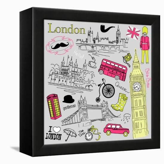 London Doodles-Alisa Foytik-Framed Stretched Canvas